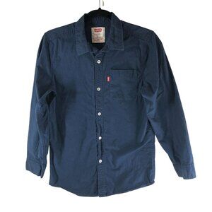 Levi’s Kids Boys L 12‑13 Navy Blue Long Sleeve Button Up Shirt 100% Cotton